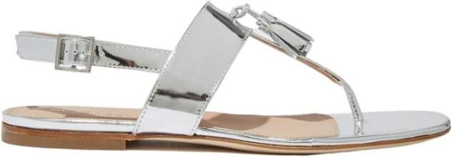 Scarosso Emma Platte Leren Sandalen Grijs Dames