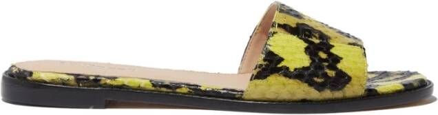 Scarosso Federica Leren Sliders Yellow Dames