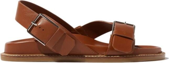 Scarosso Hailey Platte Leren Sandalen Bruin Dames