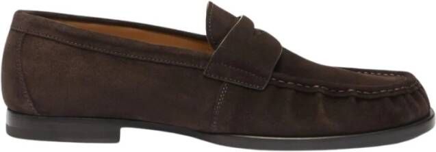 Scarosso Handgemaakte Bruine Suède Pennyloafers Brown Heren