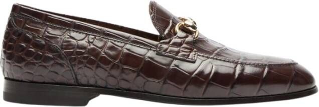 Scarosso Krokoprint Leren Loafers Brown Dames