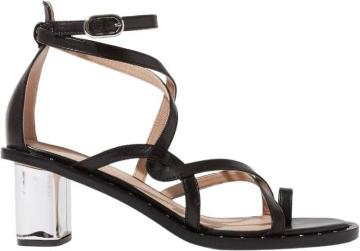 Scarosso Patty Hoge Hak Leren Sandalen Zwart Dames