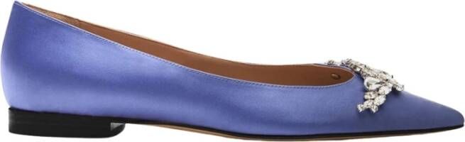 Scarosso Satin Ballet Flats met Rhinestone Detail Purple Dames