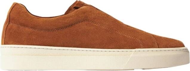 Scarosso Tan Suede Slip-On Sneakers Brown Heren