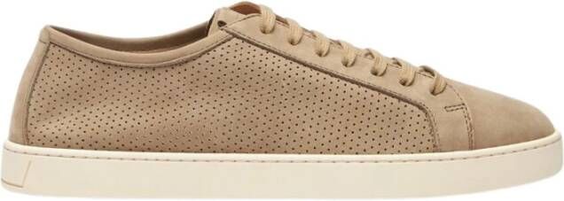 Scarosso Taupe Nubuck Leren Sneakers Beige Heren