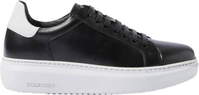 Scarosso Zwarte Leren Sneakers Black Dames