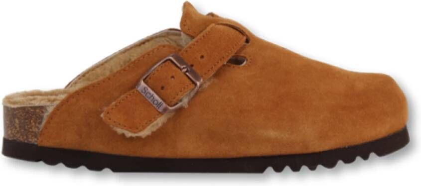 Scholl Bruine Slip-On met Faux Fur Brown Dames