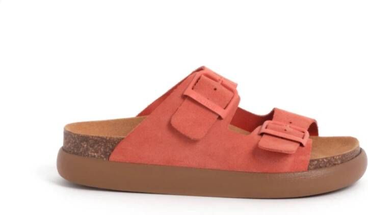 Scholl Chunky Sole Suede Sandal Noelle Coral Orange Dames