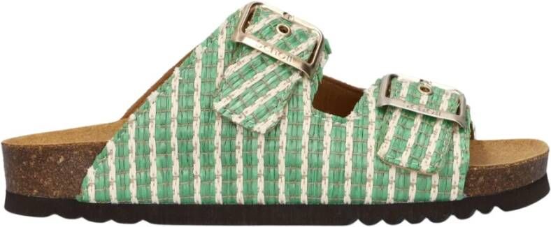 Scholl Raffia Noelle Groene Slippers Green Dames