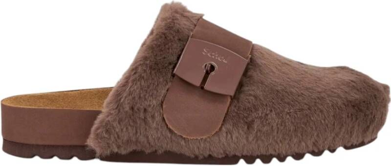 Scholl ALASKA 3.0 Synthetic fur GR Womens Brown FALSO Clogs Brown