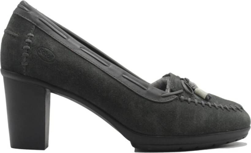 Scholl Suède Hoge Hakken Dkgrey Black Dames