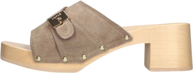 Scholl Taupe Suede Klomp Pescura Sarah Beige Dames