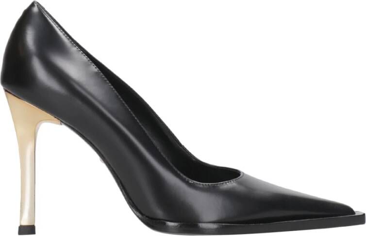 Schutz Zwarte leren puntige neus hakken Black Dames