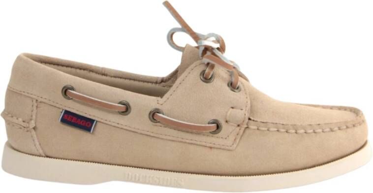 Sebago Beige Mocassins Leren Schoenen Lichtgewicht Comfort Beige Dames