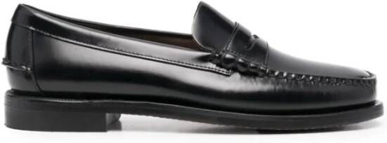 Sebago Bordeauxrode Leren Loafers Slip-On Design Black Dames