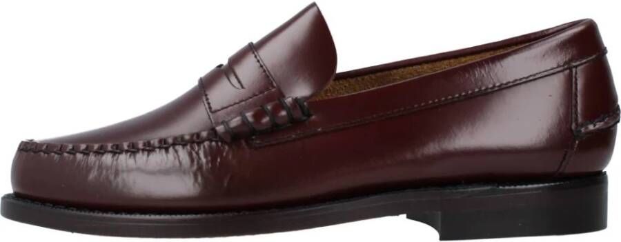 Sebago Bordeauxrode Leren Loafers voor Mannen Red Heren