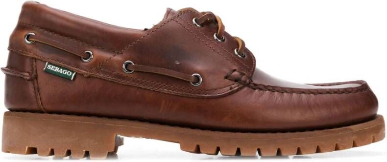 Sebago Bruine leren mocassins met reliëfstructuur Brown Heren