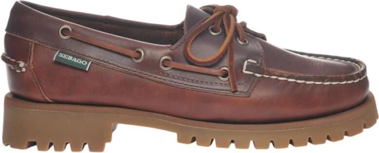 Sebago Bruine Platte Mocassins voor Vrouwen Brown Dames