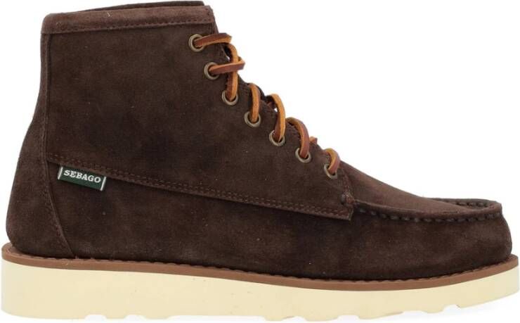 Sebago Bruine Suède Enkellaars Zigzag Stiksels Brown Heren