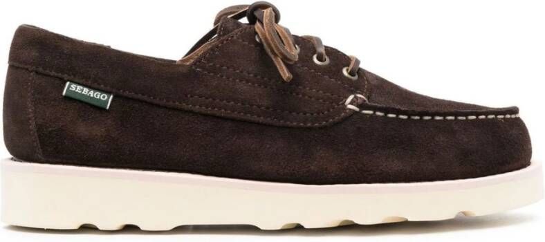 Sebago Bruine Suède Veterschoenen Brown Heren