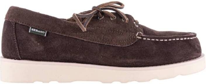 Sebago Donkerbruine Suède Veterschoenen Brown Heren