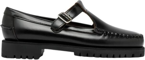 Sebago Handgemaakte leren mocassin loafers Black Heren