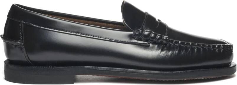 Sebago Handgemaakte leren mocassin voor vrouwen Black Dames