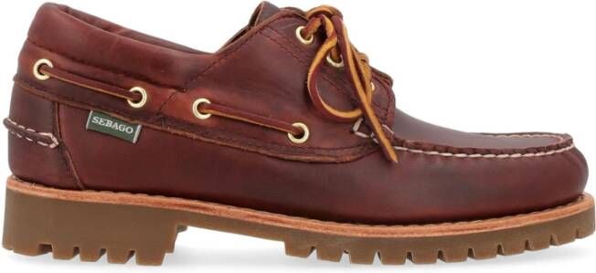 Sebago Premium Brown Burgundy Stijlvolle Schoenen Brown Heren