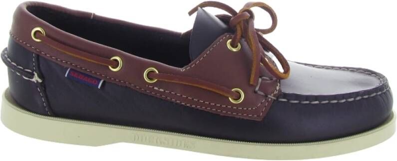 Sebago Waxy Leren Docksides Schoenen Blue Heren