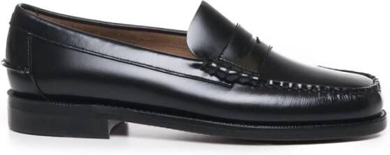 Sebago Zwarte Leren Instappers Black Heren