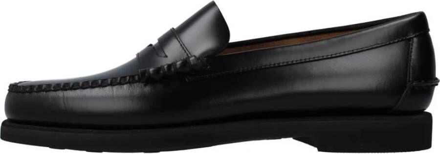 Sebago Zwarte Leren Loafers Black Heren