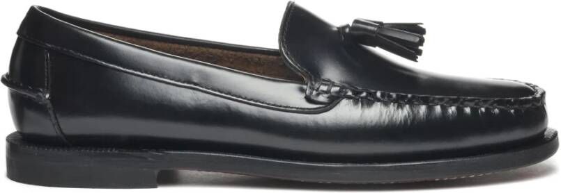 Sebago Zwarte leren mocassin voor vrouwen Black Dames