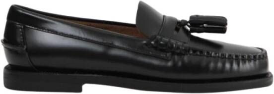 Sebago Zwarte Leren Penny Loafer Schoenen Black Dames