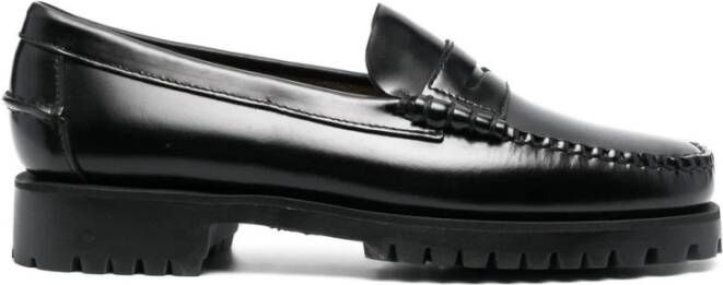 Sebago Zwarte Leren Platte Schoenen Handgemaakt Black Dames