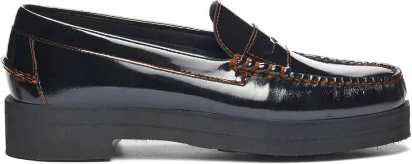 Sebago Zwarte Patent Leren Penny Loafers Black Dames