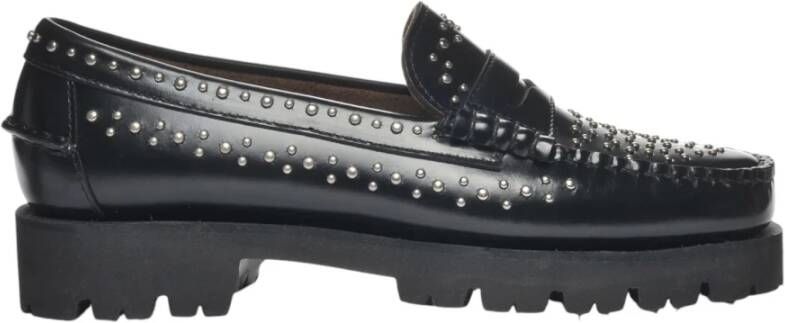 Sebago Zwarte Platte Studs Mocassino Schoenen Black Dames