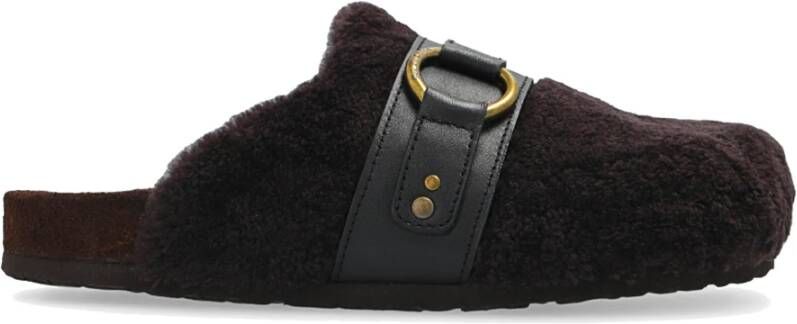 See by Chloé Bruine Faux Fur Slides voor Dames Brown Dames