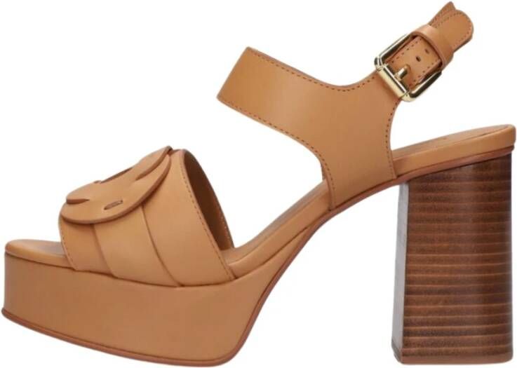 See by Chloé Bruine Leren Sandalen met Blokhak Brown Dames