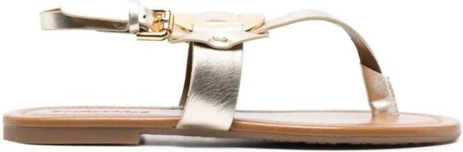 See by Chloé Chany Metallic Sandalen met Gegraveerd Logo Yellow Dames