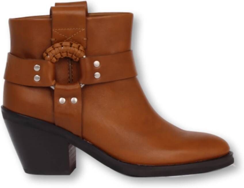 See by Chloé Cognac Gesp Enkellaarsjes Brown Dames