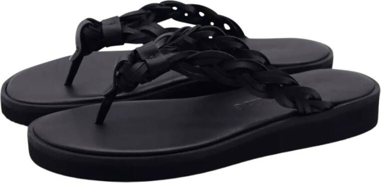 See by Chloé Zwarte Pompoms Sandalen met Gevlochten Leren Bandjes Black Dames