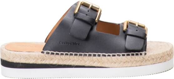 See by Chloé Glyn 2 Boucle Sliders Zwart Leer Zwart Dames