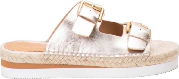 See by Chloé Glyn 2 Boucle Sliders Stijlvolle leren instappers Geel Dames