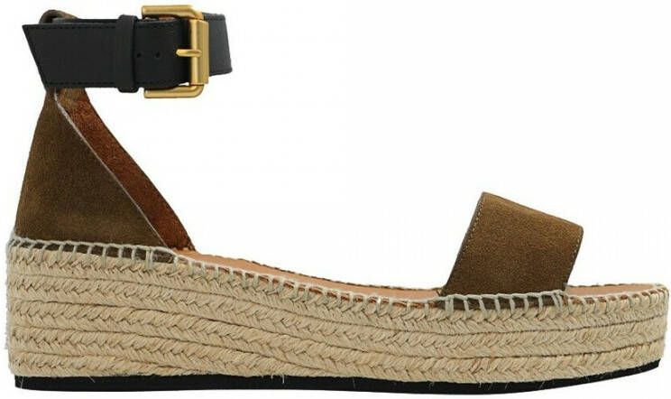 See by Chloé Olijf Natuur Platform Espadrilles Sandalen Brown Dames