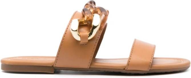 See by Chloé Monyca Kettingdetail Leren Sandalen Brown Dames