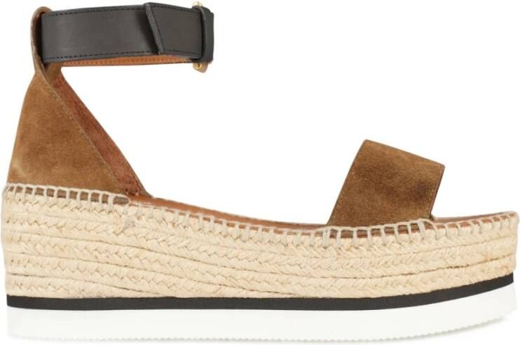 See by Chloé Olijf Natuur Platform Espadrilles Sandalen Brown Dames