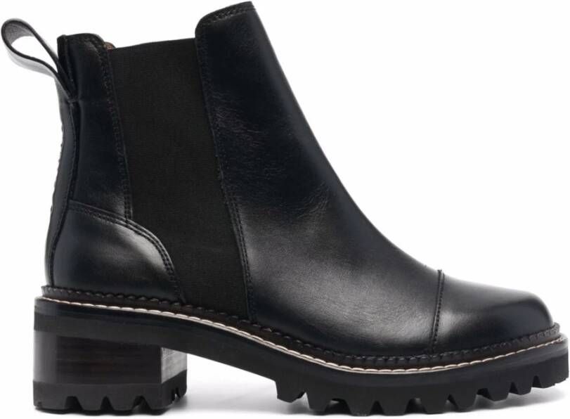 See by Chloé Zwarte leren Mallory Bootie Black Dames