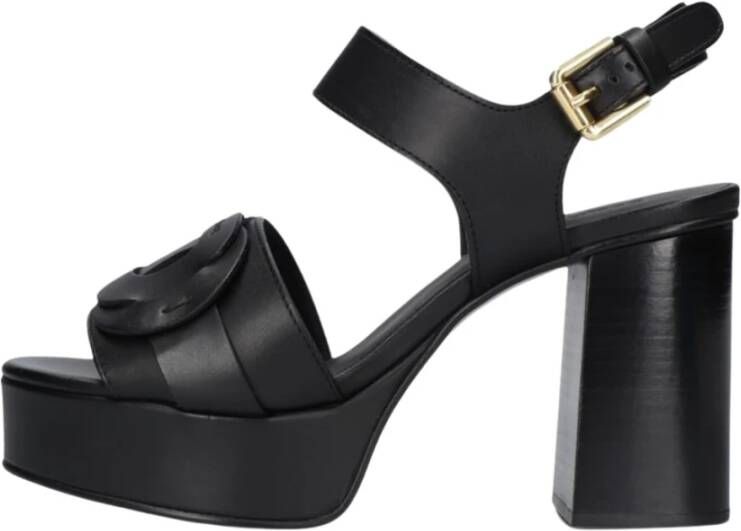 See by Chloé Zwarte Leren Sandalen met Blokhak Black Dames