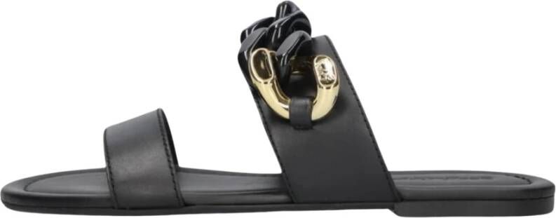 See by Chloé Zwarte Leren Slipper met Kettingdetail Black Dames