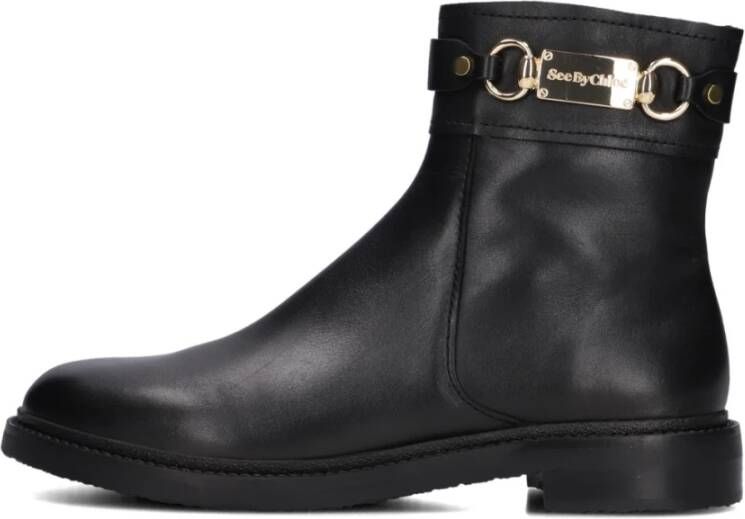 See by Chloé Zwarte Signature 1.1 Enkellaarzen Black Dames